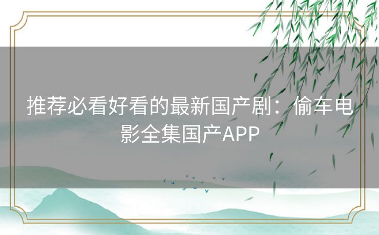 推荐必看好看的最新国产剧：偷车电影全集国产APP