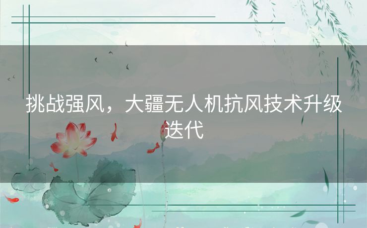 挑战强风，大疆无人机抗风技术升级迭代