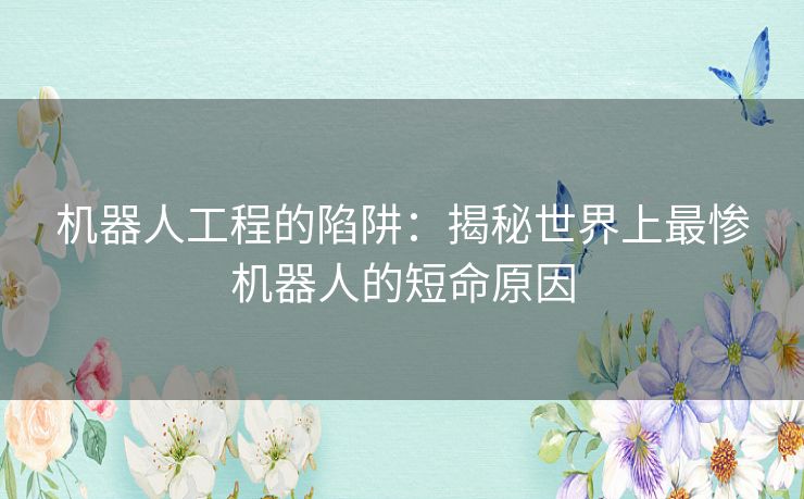 机器人工程的陷阱：揭秘世界上最惨机器人的短命原因