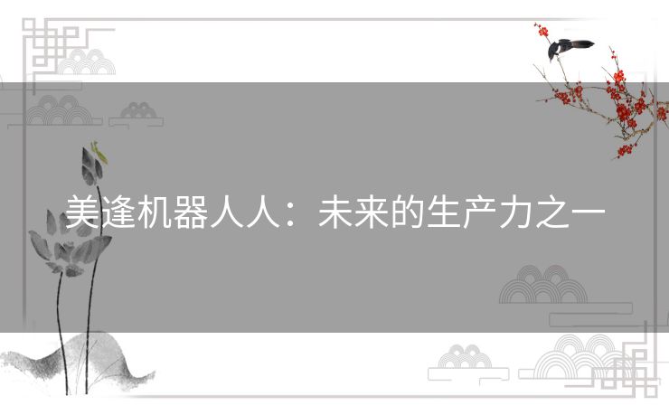 美逢机器人人：未来的生产力之一