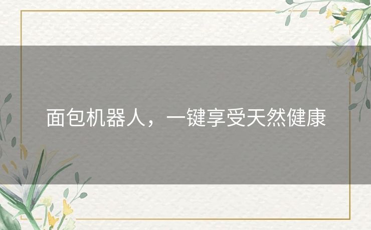 面包机器人，一键享受天然健康