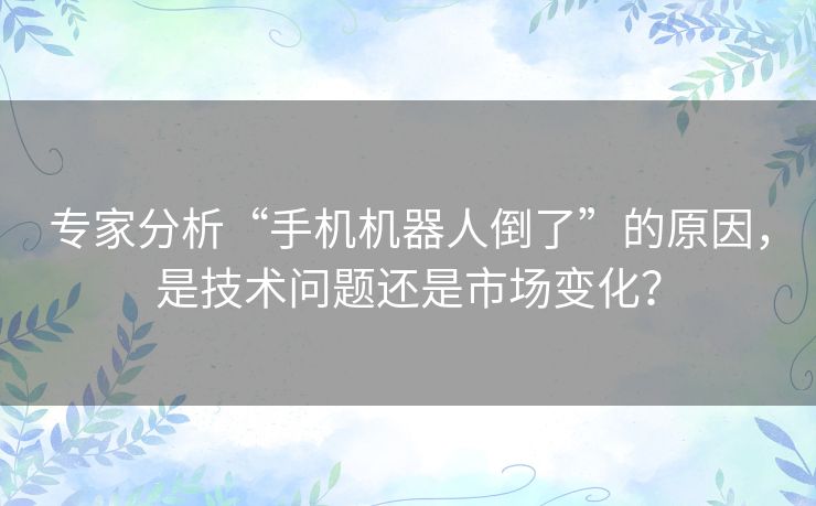 专家分析“手机机器人倒了”的原因,是技术问题还是市场变化? 专家分析“手机机器人倒了”的原因,是技术问题还是市场变化?