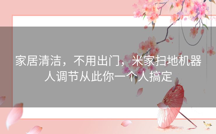 家居清洁，不用出门，米家扫地机器人调节从此你一个人搞定