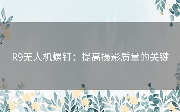 R9无人机螺钉:提高摄影质量的关键 R9无人机螺钉:提高摄影质量的关键