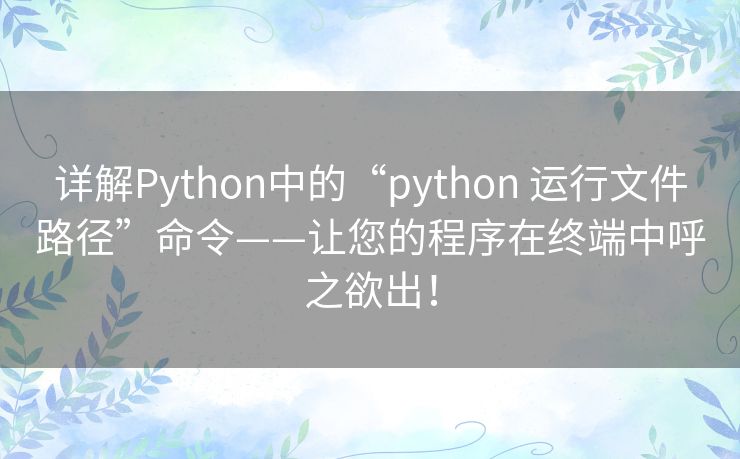 详解Python中的“python 运行文件路径”命令——让您的程序在终端中呼之欲出！