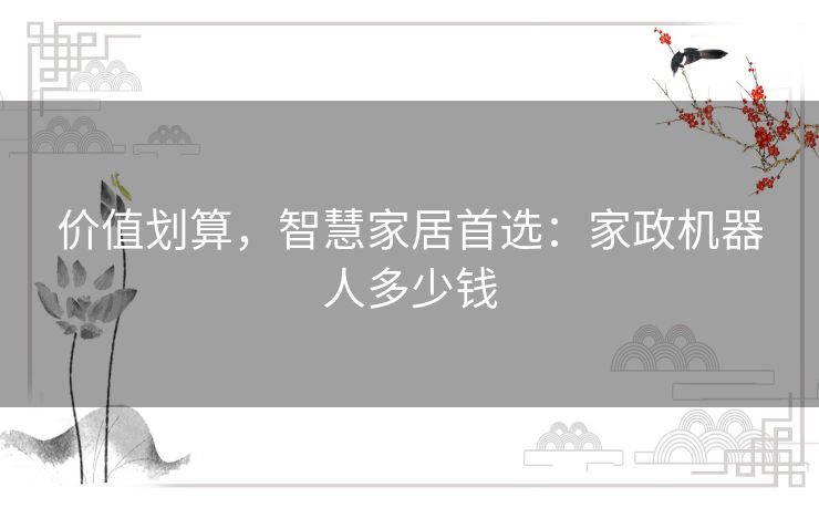 价值划算,智慧家居首选:家政机器人多少钱 价值划算,智慧家居首选:家政机器人多少钱