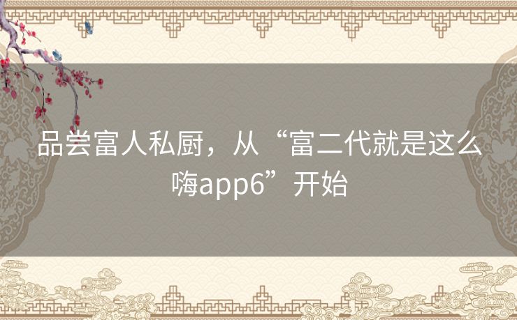品尝富人私厨,从“富二代就是这么嗨app6”开始 品尝富人私厨,从“富二代就是这么嗨app6”开始