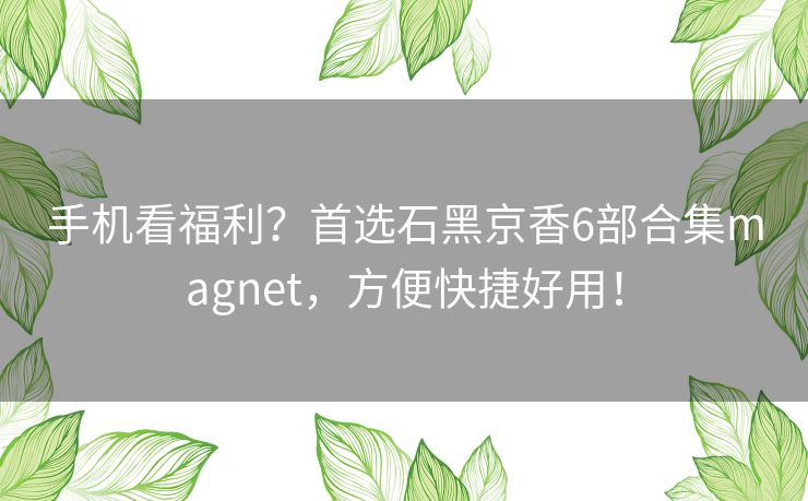 手机看福利？首选石黑京香6部合集magnet，方便快捷好用！