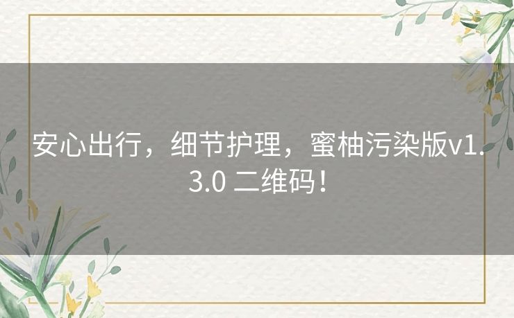 安心出行,细节护理,蜜柚污染版v1.3.0 二维码! 安心出行,细节护理,蜜柚污染版v1.3.0 二维码!