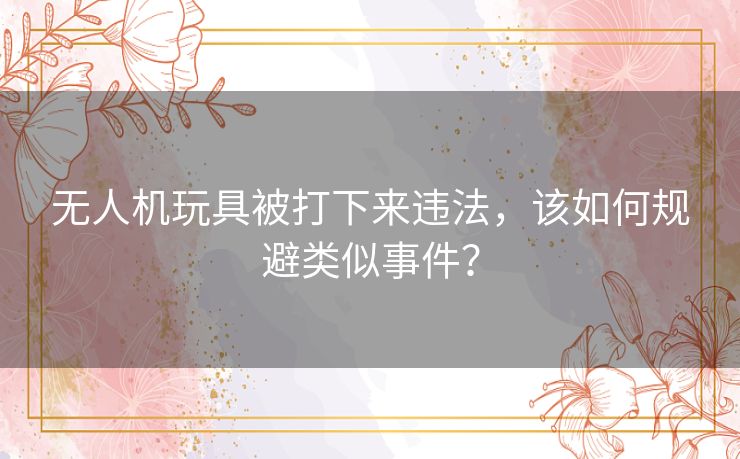 无人机玩具被打下来违法，该如何规避类似事件？