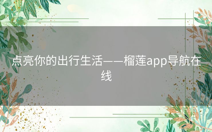 点亮你的出行生活——榴莲app导航在线 点亮你的出行生活——榴莲app导航在线