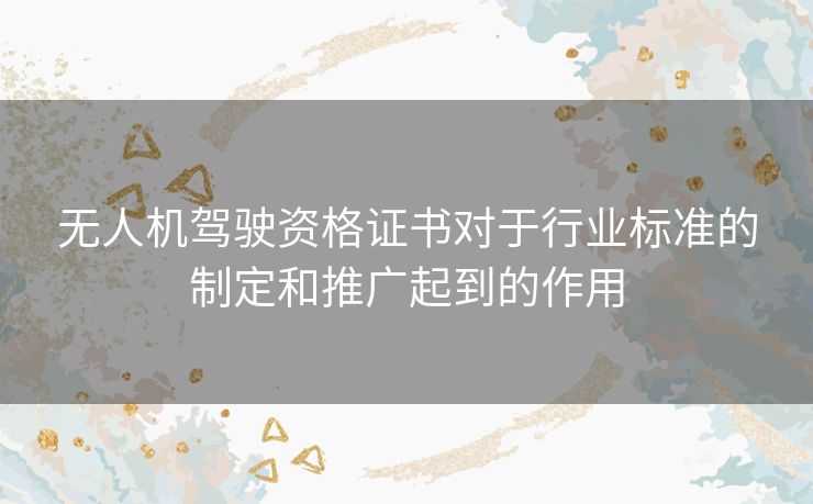 无人机驾驶资格证书对于行业标准的制定和推广起到的作用 无人机驾驶资格证书对于行业标准的制定和推广起到的作用