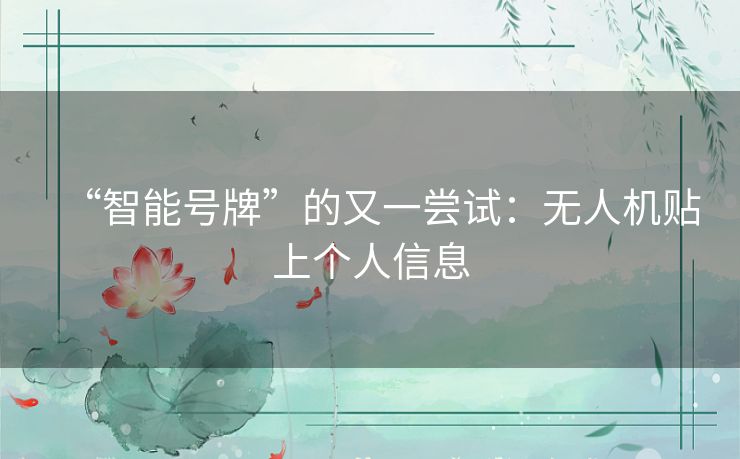 “智能号牌”的又一尝试：无人机贴上个人信息