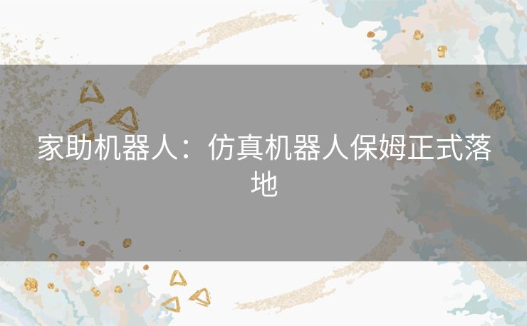家助机器人:仿真机器人保姆正式落地 家助机器人:仿真机器人保姆正式落地
