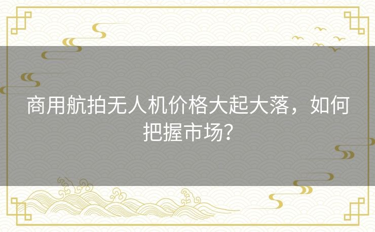 商用航拍无人机价格大起大落，如何把握市场？