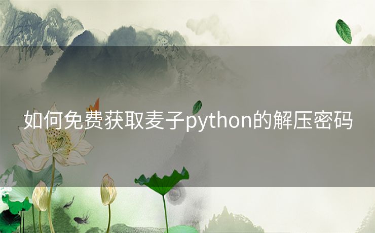 如何免费获取麦子python的解压密码