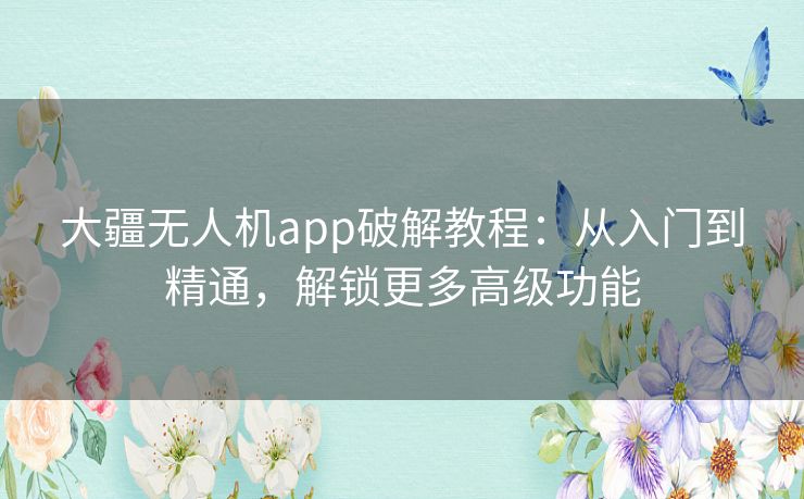 大疆无人机app破解教程：从入门到精通，解锁更多高级功能