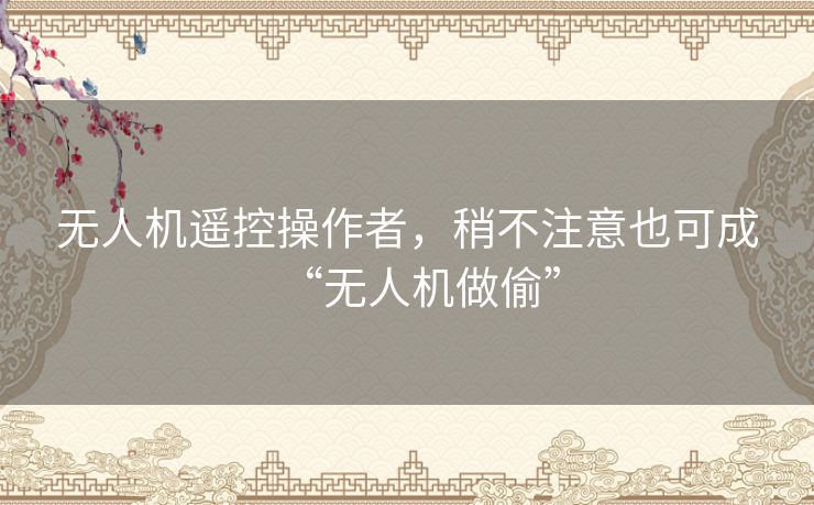 无人机遥控操作者，稍不注意也可成“无人机做偷”