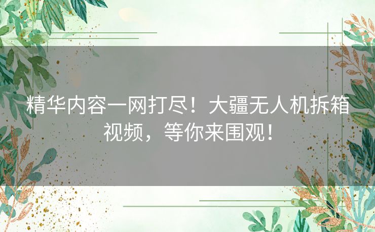 精华内容一网打尽！大疆无人机拆箱视频，等你来围观！