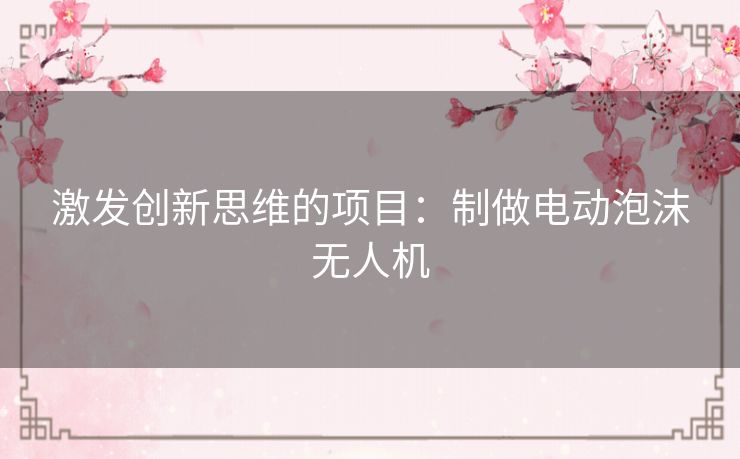 激发创新思维的项目:制做电动泡沫无人机 激发创新思维的项目:制做电动泡沫无人机