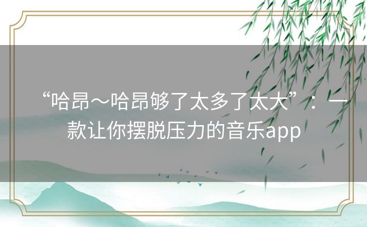 “哈昂~哈昂够了太多了太大”:一款让你摆脱压力的音乐app “哈昂~哈昂够了太多了太大”:一款让你摆脱压力的音乐app