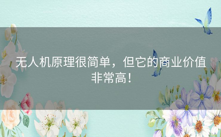 无人机原理很简单,但它的商业价值非常高! 无人机原理很简单,但它的商业价值非常高!