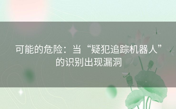 可能的危险:当“疑犯追踪机器人”的识别出现漏洞 可能的危险:当“疑犯追踪机器人”的识别出现漏洞