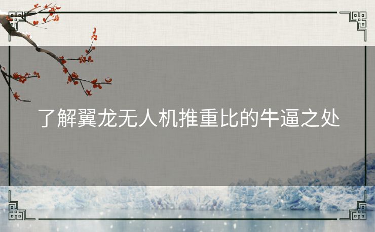 了解翼龙无人机推重比的牛逼之处 了解翼龙无人机推重比的牛逼之处