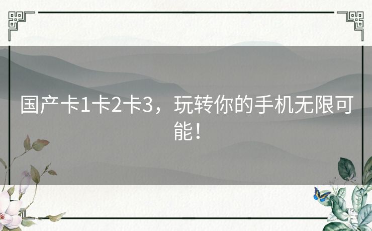 国产卡1卡2卡3,玩转你的手机无限可能! 国产卡1卡2卡3,玩转你的手机无限可能!