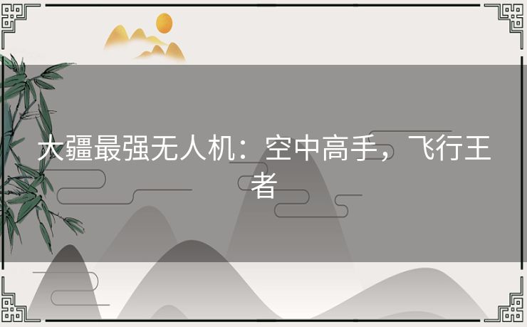 大疆最强无人机:空中高手,飞行王者 大疆最强无人机:空中高手,飞行王者