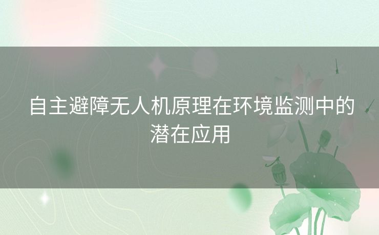 自主避障无人机原理在环境监测中的潜在应用 自主避障无人机原理在环境监测中的潜在应用
