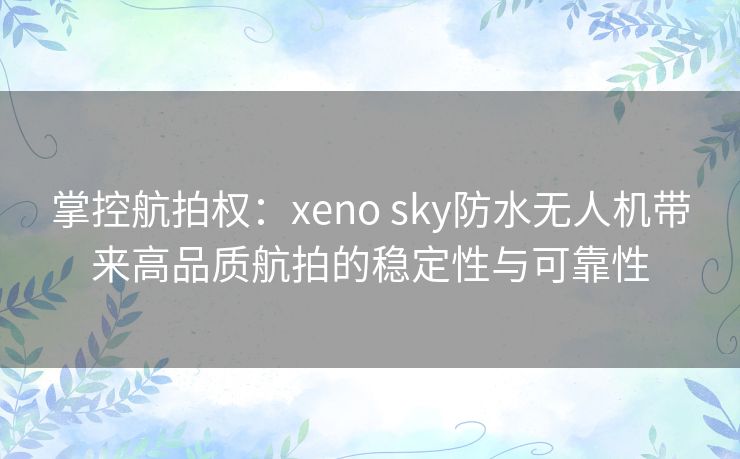 掌控航拍权:xeno sky防水无人机带来高品质航拍的稳定性与可靠性 掌控航拍权:xeno sky防水无人机带来高品质航拍的稳定性与可靠性