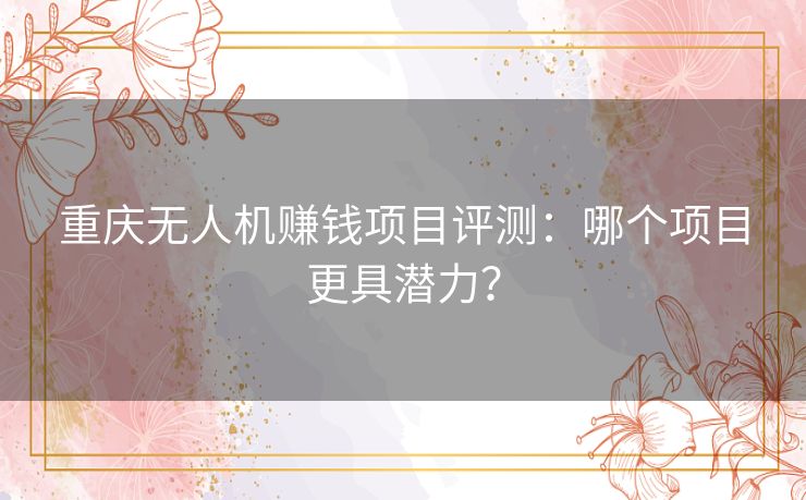 重庆无人机赚钱项目评测:哪个项目更具潜力? 重庆无人机赚钱项目评测:哪个项目更具潜力?