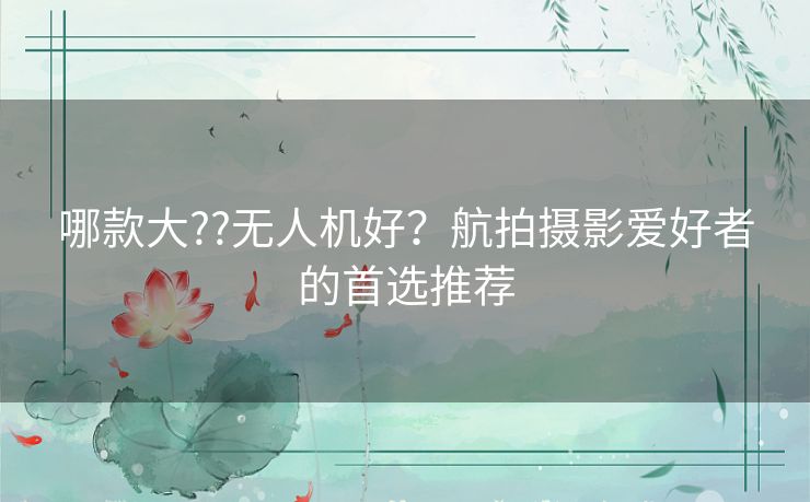 哪款大??无人机好?航拍摄影爱好者的首选推荐 哪款大??无人机好?航拍摄影爱好者的首选推荐
