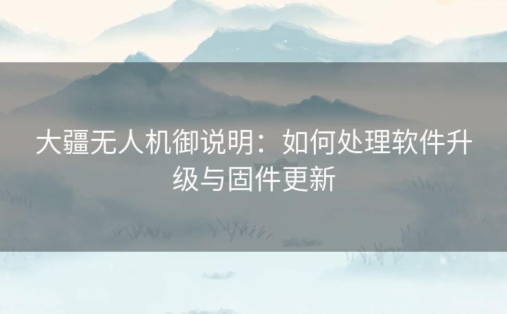 大疆无人机御说明:如何处理软件升级与固件更新 大疆无人机御说明:如何处理软件升级与固件更新
