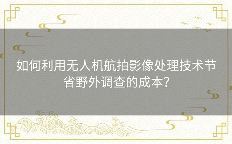 如何利用无人机航拍影像处理技术节省野外调查的成本? 如何利用无人机航拍影像处理技术节省野外调查的成本?