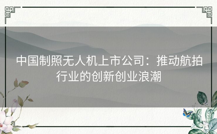 中国制照无人机上市公司:推动航拍行业的创新创业浪潮 中国制照无人机上市公司:推动航拍行业的创新创业浪潮