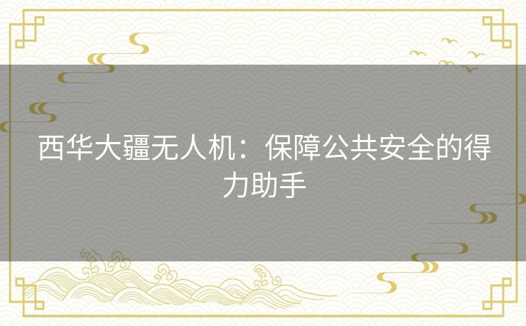 西华大疆无人机:保障公共安全的得力助手 西华大疆无人机:保障公共安全的得力助手