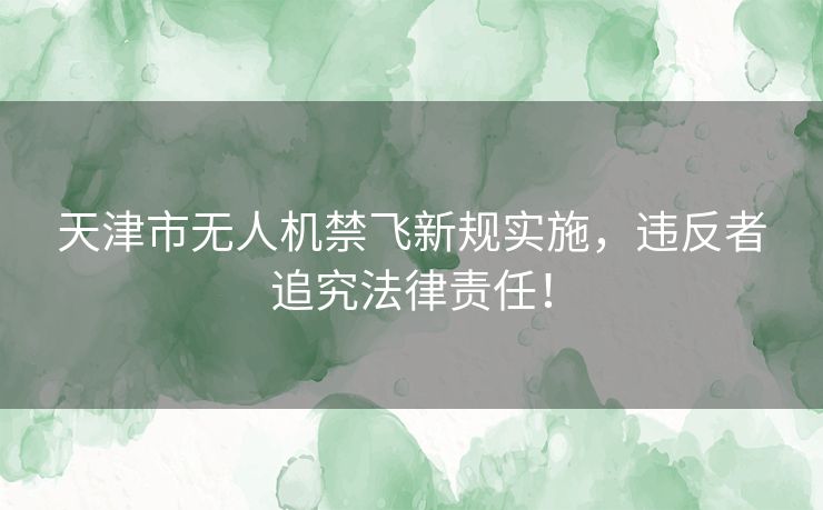 天津市无人机禁飞新规实施,违反者追究法律责任! 天津市无人机禁飞新规实施,违反者追究法律责任!