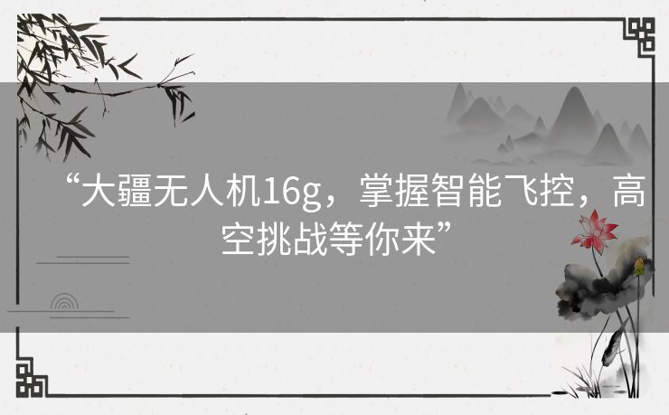 “大疆无人机16g,掌握智能飞控,高空挑战等你来” “大疆无人机16g,掌握智能飞控,高空挑战等你来”