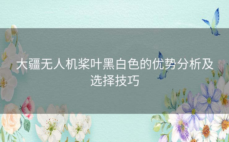 大疆无人机桨叶黑白色的优势分析及选择技巧 大疆无人机桨叶黑白色的优势分析及选择技巧