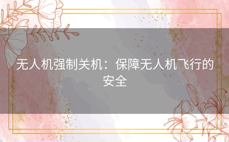 无人机强制关机:保障无人机飞行的安全 无人机强制关机:保障无人机飞行的安全