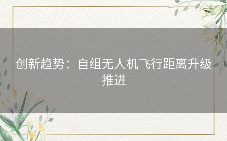创新趋势:自组无人机飞行距离升级推进 创新趋势:自组无人机飞行距离升级推进