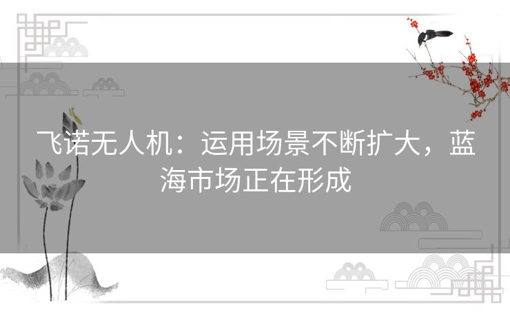 飞诺无人机:运用场景不断扩大,蓝海市场正在形成 飞诺无人机:运用场景不断扩大,蓝海市场正在形成