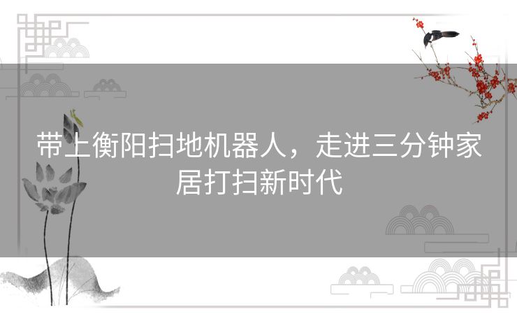 带上衡阳扫地机器人,走进三分钟家居打扫新时代 带上衡阳扫地机器人,走进三分钟家居打扫新时代