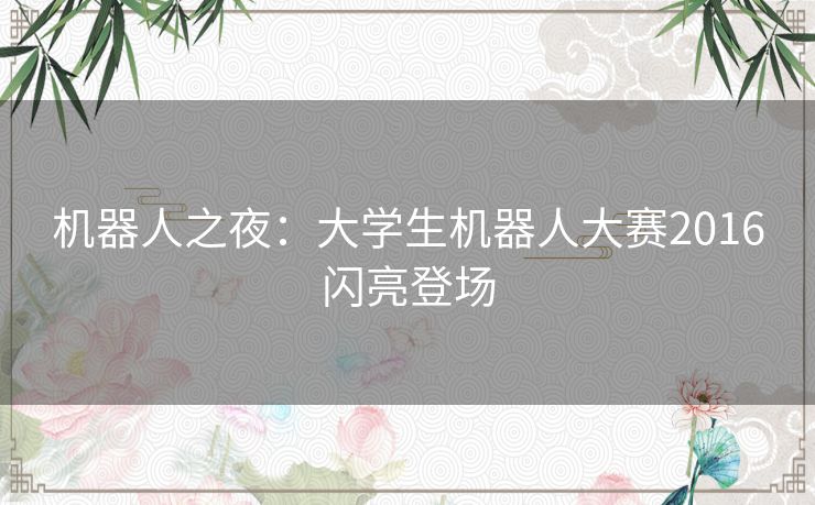 机器人之夜:大学生机器人大赛2016闪亮登场 机器人之夜:大学生机器人大赛2016闪亮登场