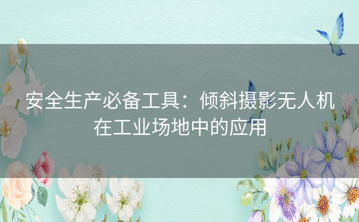 安全生产必备工具:倾斜摄影无人机在工业场地中的应用 安全生产必备工具:倾斜摄影无人机在工业场地中的应用