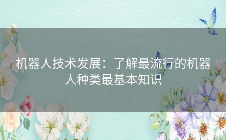 机器人技术发展:了解最流行的机器人种类最基本知识 机器人技术发展:了解最流行的机器人种类最基本知识