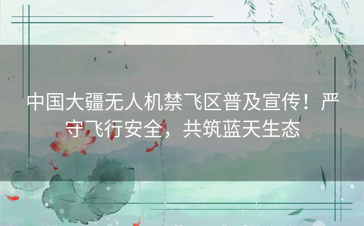 中国大疆无人机禁飞区普及宣传!严守飞行安全,共筑蓝天生态 中国大疆无人机禁飞区普及宣传!严守飞行安全,共筑蓝天生态