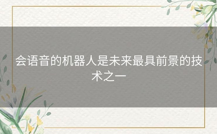 会语音的机器人是未来最具前景的技术之一 会语音的机器人是未来最具前景的技术之一